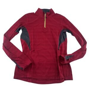 Mondetta Womens Shirt S Red 1/4 Zip Long Sleeve Thumb Hole Pockets Bike Cycling
